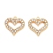 304 Stainless Steel Rhinestone Pendants, Heart, Golden, 14x14x2mm, Hole: 1.6mm