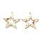 Brass Pendants, Star, Long-Lasting Plated, Real 18K Gold Plated, 31.5x30.5x3mm, Hole: 1.4mm