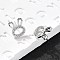 Rabbit Head Brass Micro Pave Cubic Zirconia Ear Studs, Long-Lasting Plated, Lead Free & Cadmium Free, Rack Plating, Platinum, 12x9.5mm