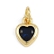 Brass with Cubic Zirconia Pendants, Heart Charms, with Jump Ring, Rack Plating, Long-Lasting Plated, Lead Free & Cadmium Free, Real 18K Gold Plated, 9.5x7x3mm, Hole: 3.5mm
