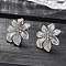 Brass Stud Earrings, Rack Plating, Long-Lasting Plated, Lead Free & Cadmium Free, Flower, Platinum, 15x16.5mm