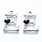 UV Plated Alloy Enamel Pendants, with Rhinestone, Letter E, Cadmium Free & Lead Free, Platinum, Black, 20x15x3mm, Hole: 1.6mm