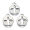 Non-Tarnish 201 Stainless Steel Pendants, Cut-Out, Laser Cut, Flat Round with Hollow Clover, Stainless Steel Color, 12x10x1mm, Hole: 1.4mm