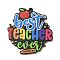 Wood Pendant, Teachers' Day Theme, Word, 44.5x43x2.5mm, Hole: 1.6mm