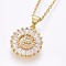 304 Stainless Steel Initial Pendant Necklaces, with Cubic Zirconia, Flat Round with Letter, Golden, Letter.P, 17.71 inch(45cm), Pendant: 22x16x3mm