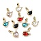 Golden Rack Plating Alloy Rhinestone Pendants, with Glass, Nickel Free, Swan Charm, Mixed Color, 22x13x5mm, Hole: 2mm