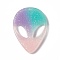 Resin Pendants, Alien Face Charms with Glitter Powder, Plum, 39x29x3.5mm, Hole: 2.3mm