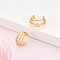 Brass Cuff Earrings, Real 18K Gold Plated, 16~17x17.5~18x8.3mm