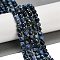 Natural Fire Crackle Agate Beads Strands, Dyed & Heated, Round, Faceted, Prussian Blue, 5.5~6mm, Hole: 1mm, about 66pcs/strand, 14.37''~14.57''(36.5~37cm)