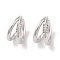 Brass Micro Pave Clear Cubic Zirconia Cuff Earrings for Women, Platinum, 14x8mm