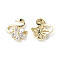 Brass Micro Pave Clear Cubic Zirconia Cabochons, Nickel Free, Swan with Flower, Real 18K Gold Plated, 11.5x10x3mm