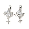 Brass Micro Pave Clear Cubic Zirconia Pendants, Cadmium Free & Nickel Free & Lead Free, Rectangle with Star Charms, Platinum, 21.5x13.5x8mm, Hole: 3x4mm