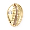 Eco-friendly Brass Micro Pave Clear Cubic Zirconia Pendants, Cadmium Free & Lead Free, Long-Lasting Plated, Shell, Golden, 20.5x14x4.5mm, Hole: 19x2mm