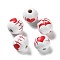 Valentine's Day Theme Printed Wood Beads, Round, Heart, 15~16x14.5~15mm, Hole: 3~4mm