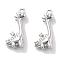 Brass Micro Pave Clear Cubic Zirconia Pendants, Cadmium Free & Nickel Free & Lead Free, Dinosaur Charms, Real Platinum Plated, 18x10.5x5mm, Hole: 1.2mm