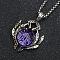 Evil Eye Alloy Pave Glass Pendant 667 Stainless Steel Chain Necklaces for Men, Antique Silver, Medium Purple, 23.62 inch(60cm)
