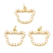 Rack Plating Brass Pendants, with Plastic Imitation Pearl and Jump Ring, Long-Lasting Plated, Cadmium Free & Lead Free, Bear Head Charms, Real 18K Gold Plated, 17.5x20x3.5mm, Hole: 3.2mm