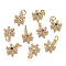 Christmas Brass Micro Pave Cubic Zirconia Charms, with Jump Ring, Long-Lasting Plated, Real 18K Gold Plated, Snowflake, Mixed Color, 13x9x3mm, Hole: 3mm