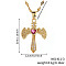 Retro Hip Hop Style Brass Full Rhinestone Heart Wing Sword Pendant Necklaces for Women, Golden, Siam, 15.75 inch(40cm)