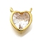 Brass Micro Pave Cubic Zirconia Pendants, Heart Charms, Lead Free & Cadmium Free, Real 18K Gold Plated, Golden, 8.5x7.5x3.5mm, Hole: 1mm