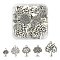 50Pcs 5 Styles Tree Tibetan Style Alloy Pendants, Antique Silver, 14~28x10.5~24x1.5~1.8mm, Hole: 1.8~2mm, 10pcs/style
