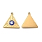 PVD Vacuum Plating 201 Stainless Steel Pendants, with Enamel,Real 18K Gold Plated, Triangle, Evil Eye, Blue, 22x22x3mm, Hole: 2mm