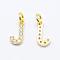 Brass Micro Pave Grade AAA Cubic Zirconia Charms, Letter J, Cadmium Free & Nickel Free & Lead Free, Real 18K Gold Plated, 9x4.5x1.5mm, Hole: 2mm