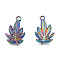 Ion Plating(IP) 304 Stainless Steel Pendants, Leaf, Rainbow Color, 22x14x2mm, Hole: 1.8mm