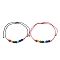 2Pcs 2 Color Natural & Synthetic Mixed Gemstone Round Braided Bead Anklets Set, Chakra Theme Adjustable Bracelets with Nylon Cords, Inner Diameter: 1/2~3-3/8 inch(1.4~8.5cm), 1Pc/color