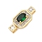 Brass Micro Pave Cubic Zirconia Box Clasps, Cadmium Free & Nickel Free & Lead Free, with Glass, Rectangle, Real 18K Gold Plated, 20.5x10x10mm, Hole: 2.5x1mm