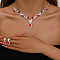 Horse Eye Brass Rhinestone Cup Chains Pendant Necklaces & Stud Dangle Earrings Sets, Red, Necklace: 11.81 inch(300mm)