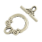 Tibetan Style Toggle Clasps, Cadmium Free & Nickel Free & Lead Free, Antique Silver, Flat Round: 20x15x2mm, Hole: 2x3mm, Bar: 17x9x2mm, Hole: 2x3mm, about 500pcs/1000g