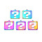 Rack Plating 201 Stainless Steel Chandelier Component Links, Laser Cut, Square with Question Mark, Rainbow Color, 25x23.5x1.5mm, Hole: 1.2mm & 2mm