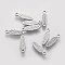 Tarnish Resistant 201 Stainless Steel Charms, Leaf, Stainless Steel Color, 12x3.5x1.1mm, Hole: 1mm