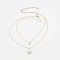 Natural Baroque Pearl Keshi Pearl Tiered Necklaces, Double Layer Necklaces, with Brass Chains and Findings, Cardboard Jewelry Boxes, Antique White, 16.3 inch(41.5cm)
