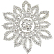 Brass and Crystal Rhinestone Ornament Accessories, for Wedding Dress, Flower, Silver, 102x93x10mm