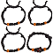 6Pcs Waxed Cotton Cord Braided Bracelets, with Wood Beads, Macrame Pouch Empty Stone Holder for Adjustable Bracelet Making, Black, Inner Diameter: 2-1/4~3-1/8 inch(5.8~7.9cm)