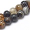 Natural Striped Agate/Banded Agate Beads Strands, Dyed & Heated, Round, Camel, 6mm, Hole: 1.2mm, about 62pcs/strand, 36cm