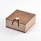 Rectangle Wooden Bracelet Boxes, with Burlap and Velvet, Camel, 10.4x10x5.2cm