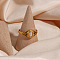 304 Stainless Steel Finger Rings for Women, with Pearl, Golden, US Size 8(18.1mm)