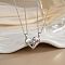 2Pcs Brass Micro Pave Cubic Zirconia Magnetic Pendant Necklaces with 304 Stainless Steel Cable Chain, Platinum, Heart, 17.72 inch(45cm)