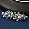 Tibetan Style Alloy Rhinestone Hair Barrettes, with Plastic Imitation Pearl Beads, Leaf, Platinum, 26.5x76x22mm