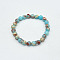 Fashion Synthetic Imperial Jasper Beads Stretch Bracelets, Alloy Heart Charms Bracelets without Paper Card
