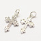 Brass Micro Pave Grade AAA Cubic Zirconia Pendants, Long-Lasting Plated, Cross, Cadmium Free & Nickel Free & Lead Free, Real Platinum Plated, 18x11x1.5mm, Hole: 3mm