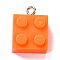 Resin Pendants, with Platinum Iron Loop, Toy Bricks, Dark Orange, 21x15.5x11mm, Hole: 2.6mm