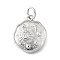 Brass Micro Pave Cubic Zirconia Pendants, Nuggets with Sun and Moon, Long-Lasting Plated, with Jump Ring, Lead Free & Cadmium Free, Rack Plating, Platinum, 15x13x2mm