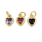 Brass with Cubic Zirconia Pendants, Heart Charms, with Jump Ring, Rack Plating, Long-Lasting Plated, Lead Free & Cadmium Free, Real 18K Gold Plated, 9.5x7x3mm, Hole: 3.5mm