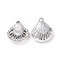 Alloy Crystal Rhinestone Pendants, with ABS Plastic Imitation Pearl, Shell Charms, Platinum, 17x14.5x6mm, Hole: 1.6mm