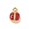 304 Stainless Steel Enamel Pendants, Ladybug Charms, Real 18K Gold Plated, 17x12x7mm, Hole: 1.8mm