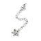 Brass Micro Pave Cubic Zirconia Ends with Chains, Cadmium Free & Nickel Free & Lead Free, Bowknot, Platinum, 73mm, Hole: 2.5mm